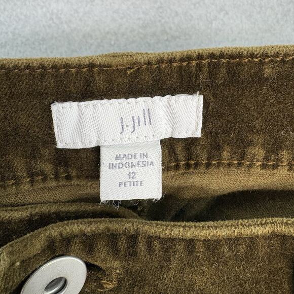J Jill Women Sz 12P Olive Green Straight Leg Pant Romantic Whimsygoth Academia - Picture 5 of 6